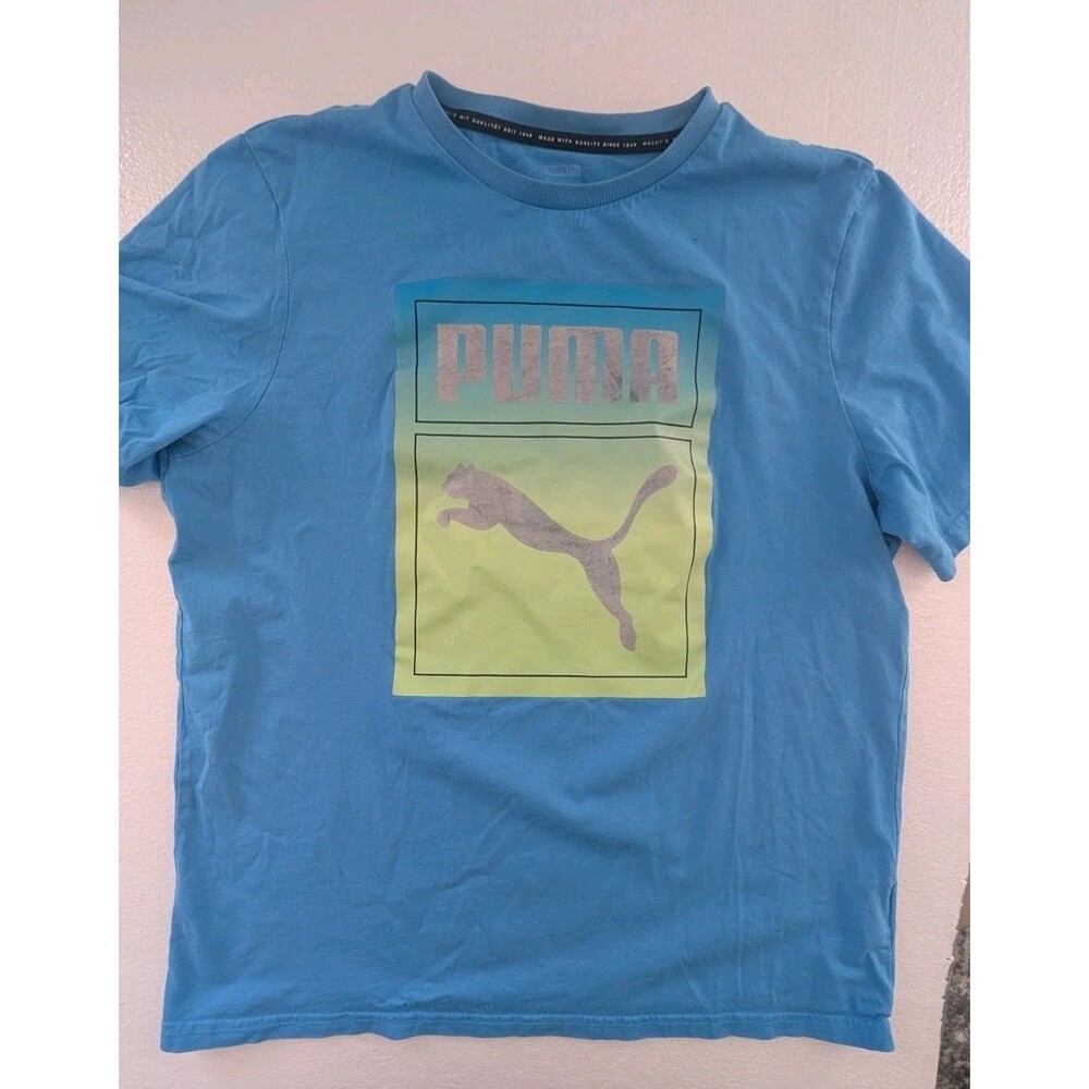 Puma Mens Graphic Print Tshirt Blue Crewneck Size Large Style 535542-79
